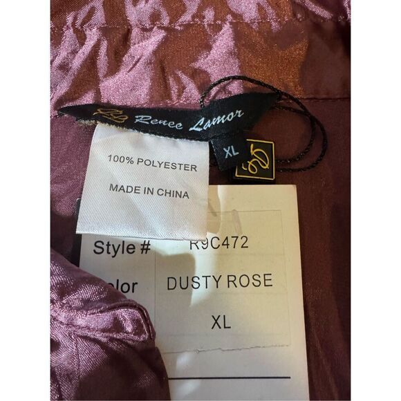 ReneeLamor Women long sleeve button up rose polyester shirt XL - Picture 7 of 7